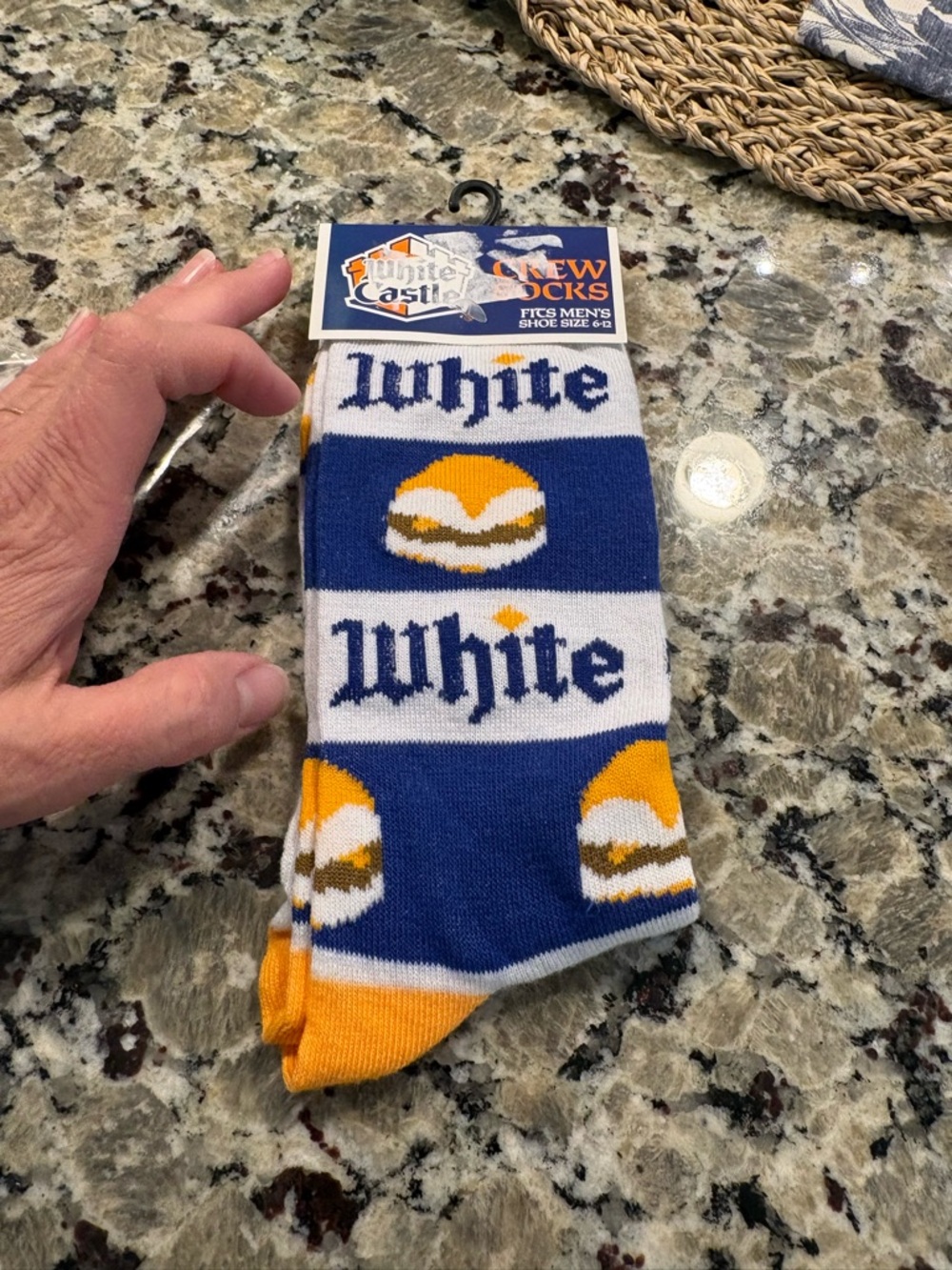 Men's Blue & White Crew Socks